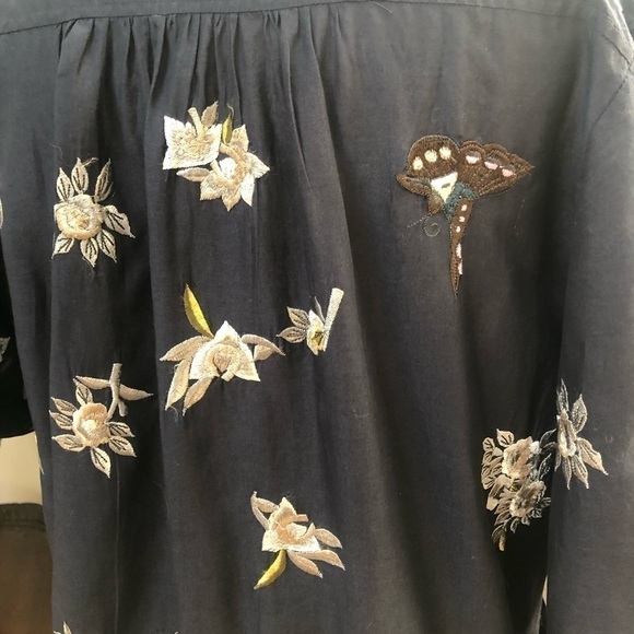 𝅺FRENCH connection blue embroidered floral dress bathing suit cover size 8‎ - Picture 6 of 15